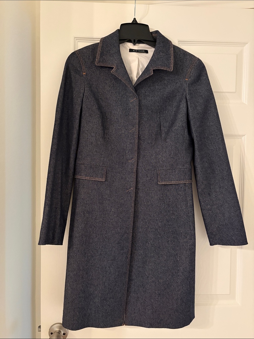Elige Tahari Women's Navy Wool Blend Single-Breasted Coat size 4